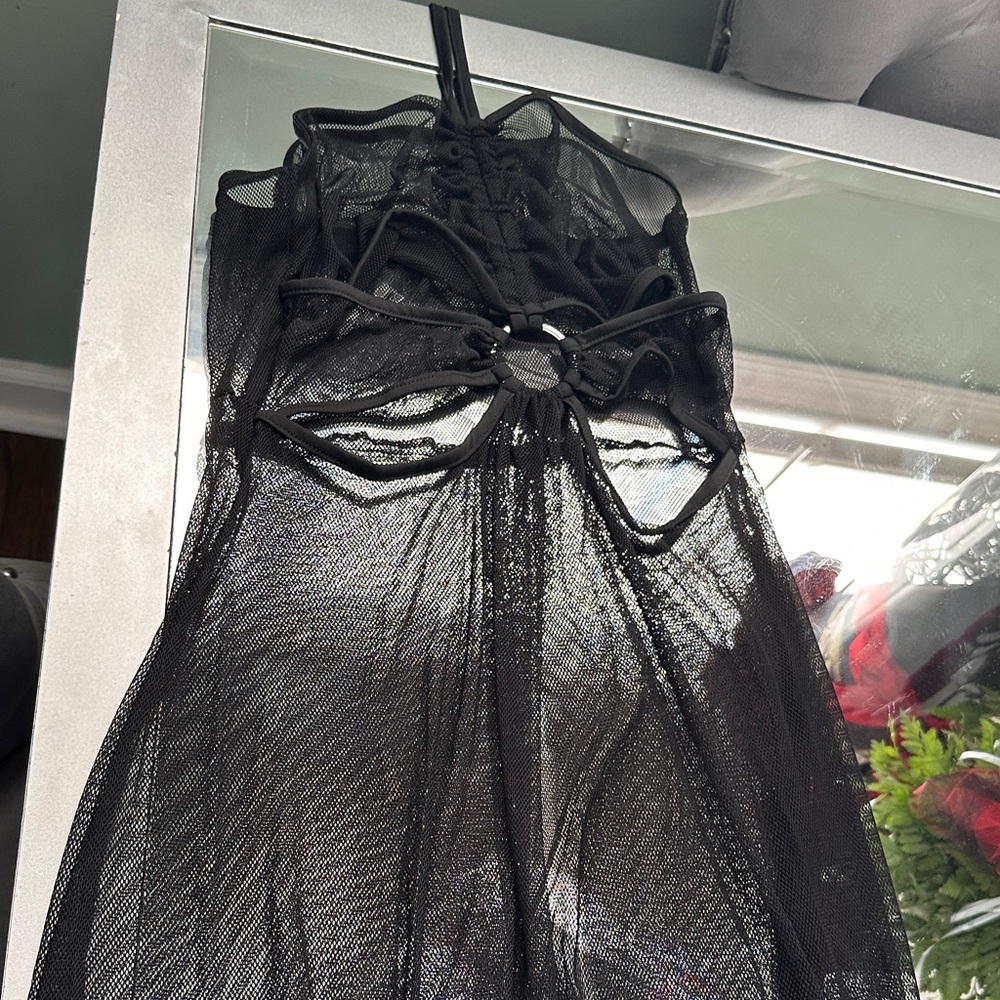 Black Sheer Halter Dress